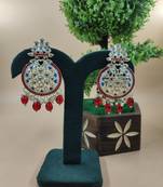   red Beads, and Kundan Ethnic Earrings for Wo  - Lightweight Earrings