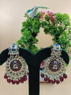   Purple Beads, and Kundan Ethnic Earrings for Wo  - Lightweight Earrings 1