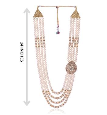   groom sherwani necklace moti mala layered for wedding | groom mala with brooch set 5