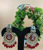   red Beads, and Kundan Ethnic Earrings for Wo  - Lightweight Earrings