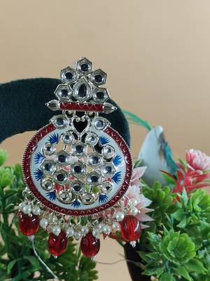   red Beads, and Kundan Ethnic Earrings for Wo  - Lightweight Earrings 2