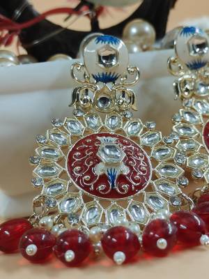   red Beads, and Kundan Ethnic Earrings for Wo  - Lightweight Earrings 2