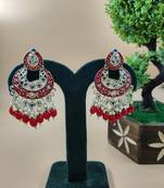   Gold Plated Traditional Handcrafted Pearl Kundan Beaded Chandbali Earrings for Wo 