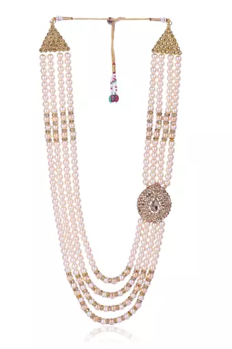   groom sherwani necklace moti mala layered for wedding | groom mala with brooch set