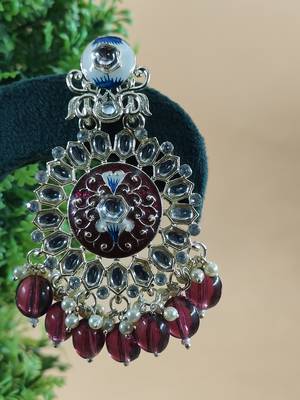   Purple Beads, and Kundan Ethnic Earrings for Wo  - Lightweight Earrings 4
