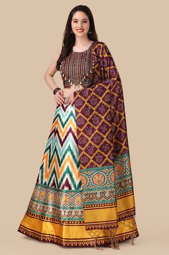Wine Digtial Printed Lehenga Choli Set With Dupatta