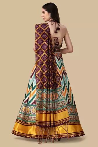 Wine Digtial Printed Lehenga Choli Set With Dupatta