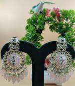   Baby Pink Beads, and Kundan Ethnic Earrings for Wo  - Lightweight Earrings