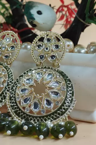   Mehndi Color, and Pearl Earrings for Wo  - Lightweight Earrings