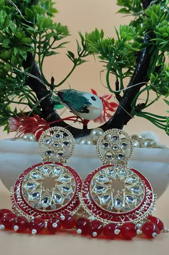   Red Color, and Pearl Earrings for Wo  - Lightweight Earrings