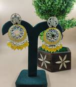  Yellow Color, and Pearl Ethnic Earrings for Wo  - Lightweight Earrings