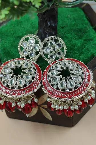   Red Color, and Pearl Earrings for Wo  - Lightweight Earrings