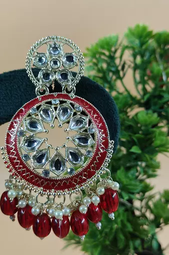   Red Color, and Pearl Earrings for Wo  - Lightweight Earrings