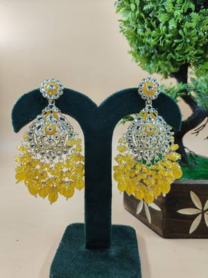   Beautiful yellow Color Gold Plated Pearl Earrings for Wo  and Girls 1