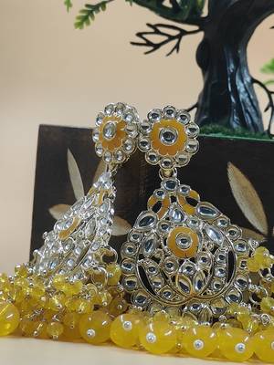   Beautiful yellow Color Gold Plated Pearl Earrings for Wo  and Girls 3