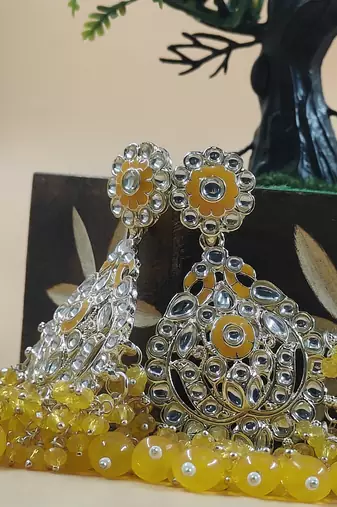   Beautiful yellow Color Gold Plated Pearl Earrings for Wo  and Girls