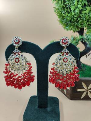   Beautiful red Color Gold Plated Pearl Earrings for Wo  and Girls 1