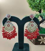   Beautiful red Color Gold Plated Pearl Earrings for Wo  and Girls
