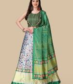 Green Digital Printed Embroidered Lehenga Choli Set With Dupatta