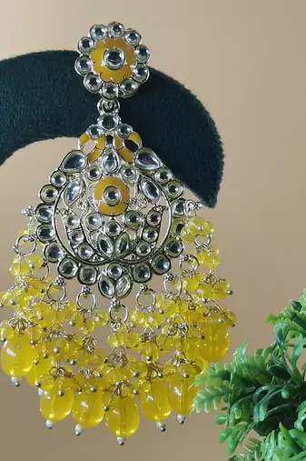   Beautiful yellow Color Gold Plated Pearl Earrings for Wo  and Girls
