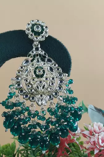   Beautiful Green Color Gold Plated Pearl Earrings for Wo  and Girls