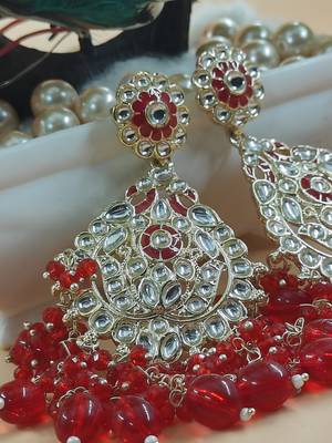   Beautiful red Color Gold Plated Pearl Earrings for Wo  and Girls 2