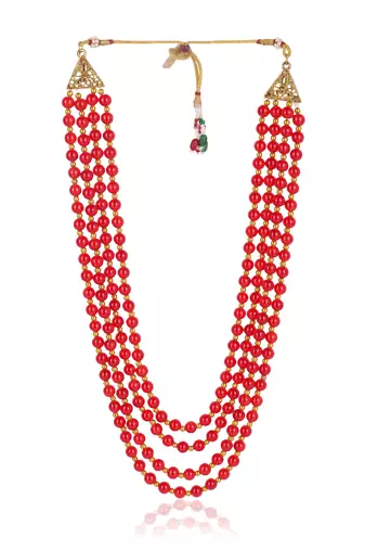   groom sherwani necklace moti mala layered for wedding | groom mala with brooch set