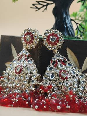   Beautiful red Color Gold Plated Pearl Earrings for Wo  and Girls 3