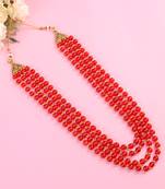   groom sherwani necklace moti mala layered for wedding | groom mala with brooch set