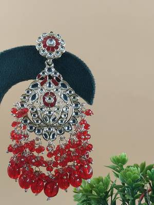   Beautiful red Color Gold Plated Pearl Earrings for Wo  and Girls 4