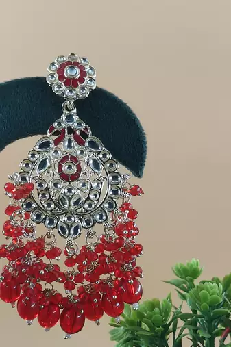   Beautiful red Color Gold Plated Pearl Earrings for Wo  and Girls