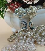   Gold Plated Metal Peacock Design Jhumki Earring PINK COLOUR