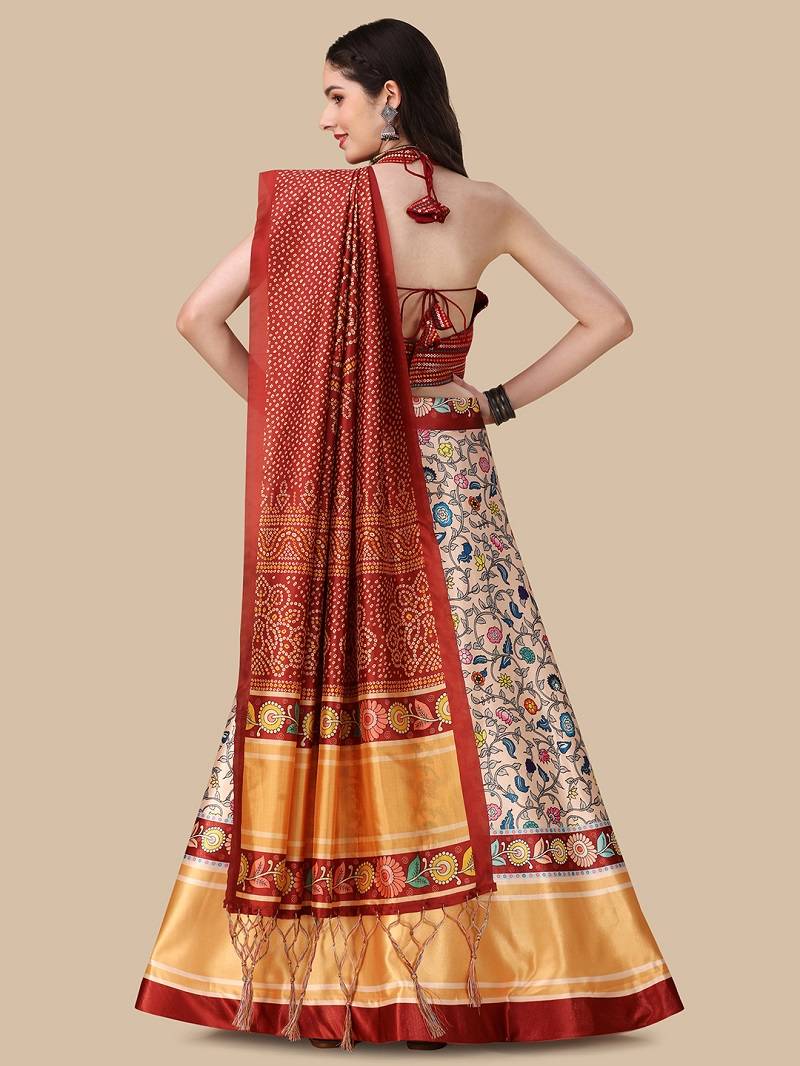 Maroon Digital Printed Lehenga Choli Set With Dupatta