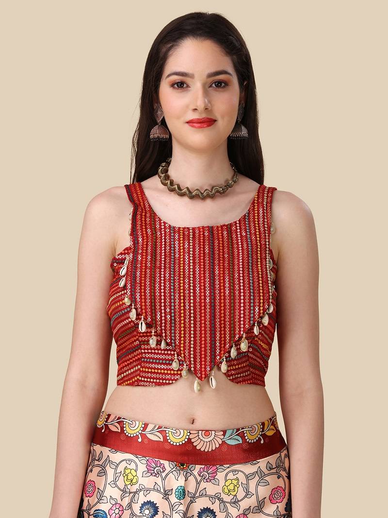 Maroon Digital Printed Lehenga Choli Set With Dupatta