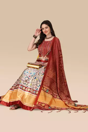 Maroon Digital Printed Lehenga Choli Set With Dupatta