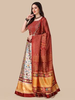 Maroon Digital Printed Lehenga Choli Set With Dupatta 5