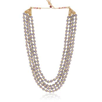   groom sherwani necklace moti mala layered for wedding | groom mala with brooch set 4