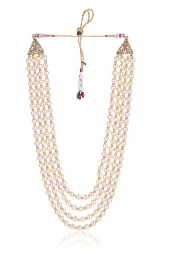   groom sherwani necklace moti mala layered for wedding | groom mala with brooch set