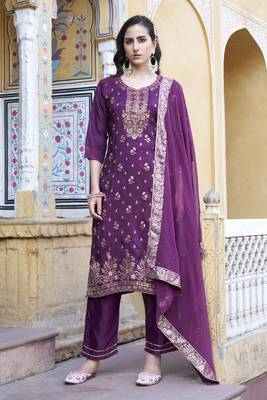Vredevogel  women kurta and pant sets viscose rayon silk blend with neck handwork 1