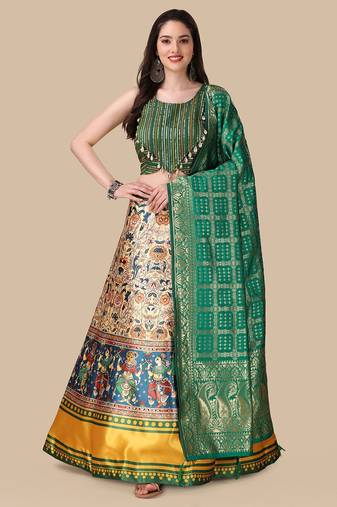 Rama Digital Printed Lehenga Choli Set With Dupatta