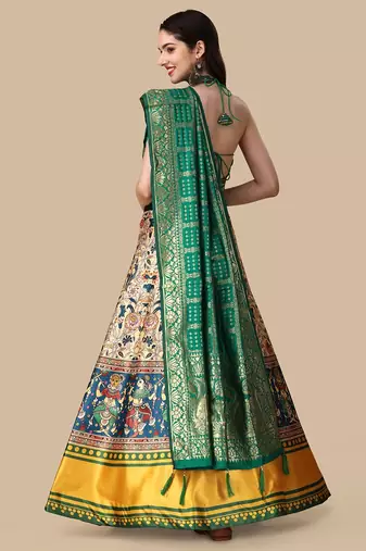 Rama Digital Printed Lehenga Choli Set With Dupatta