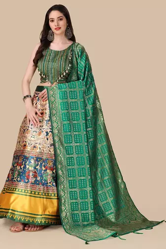 Rama Digital Printed Lehenga Choli Set With Dupatta