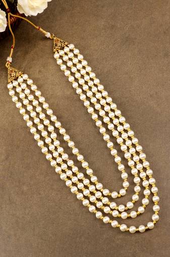   groom sherwani necklace moti mala layered for wedding | groom mala with brooch set
