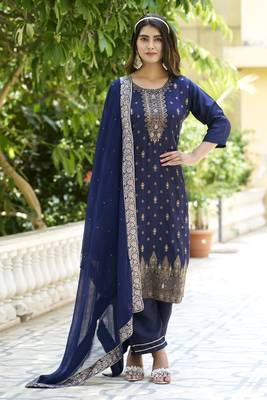 Vredevogel  women kurta and pant sets viscose rayon silk blend with neck handwork 1
