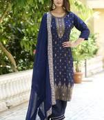 Vredevogel  women kurta and pant sets viscose rayon silk blend with neck handwork