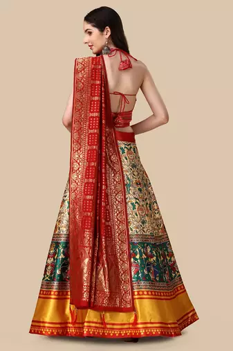 Red Digital Printed Lehenga Choli Set With Dupatt
