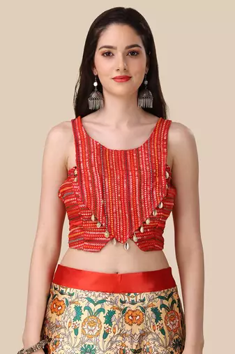 Red Digital Printed Lehenga Choli Set With Dupatt