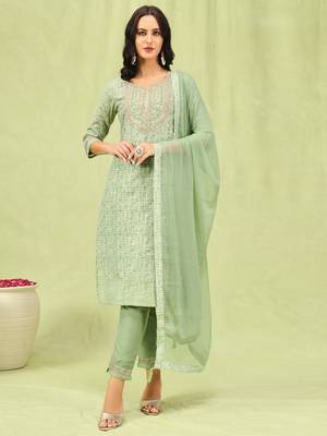 Vredevogel  women kurta and trouser duppata set with embroidery cotton blend 1