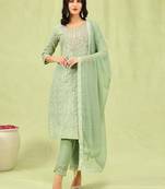 Vredevogel  women kurta and trouser duppata set with embroidery cotton blend