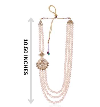   groom sherwani necklace moti mala layered for wedding | groom mala with brooch set 5